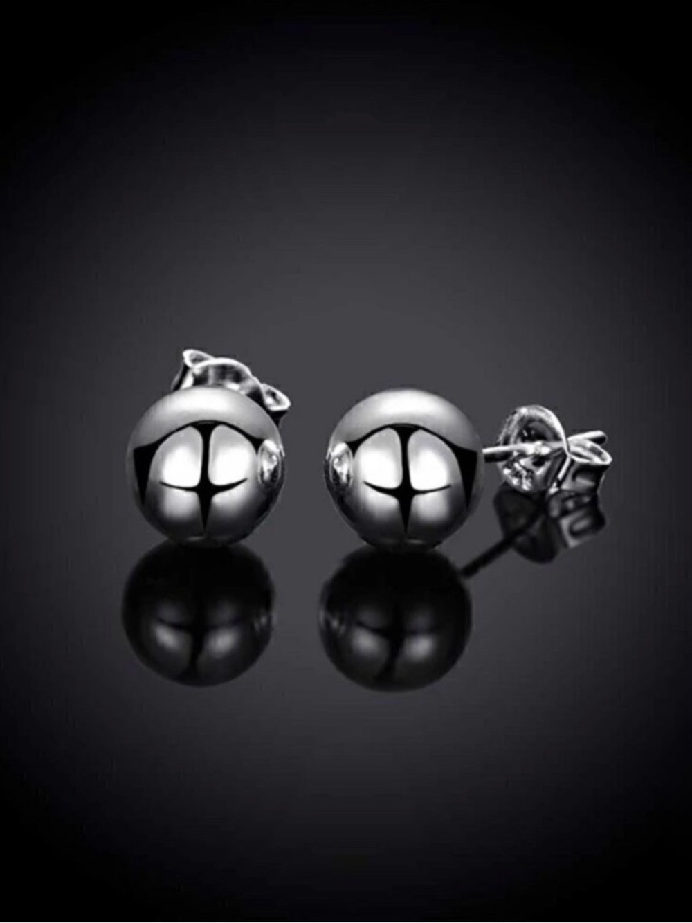 New Sterling Silver Classic Ball Stud Earrings 8mm Minimalist Contemporary